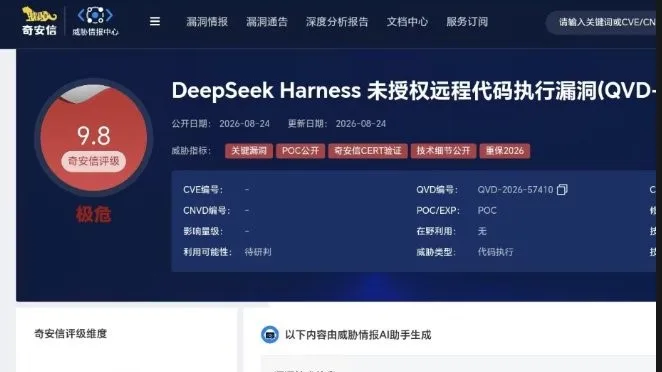 Awas RCE! Celah Kritis Skor 9.8 Ditemukan di DeepSeek Harness (DSH)