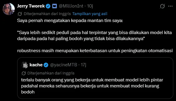 isi tweet tworek mengenai model ai sekarang ini